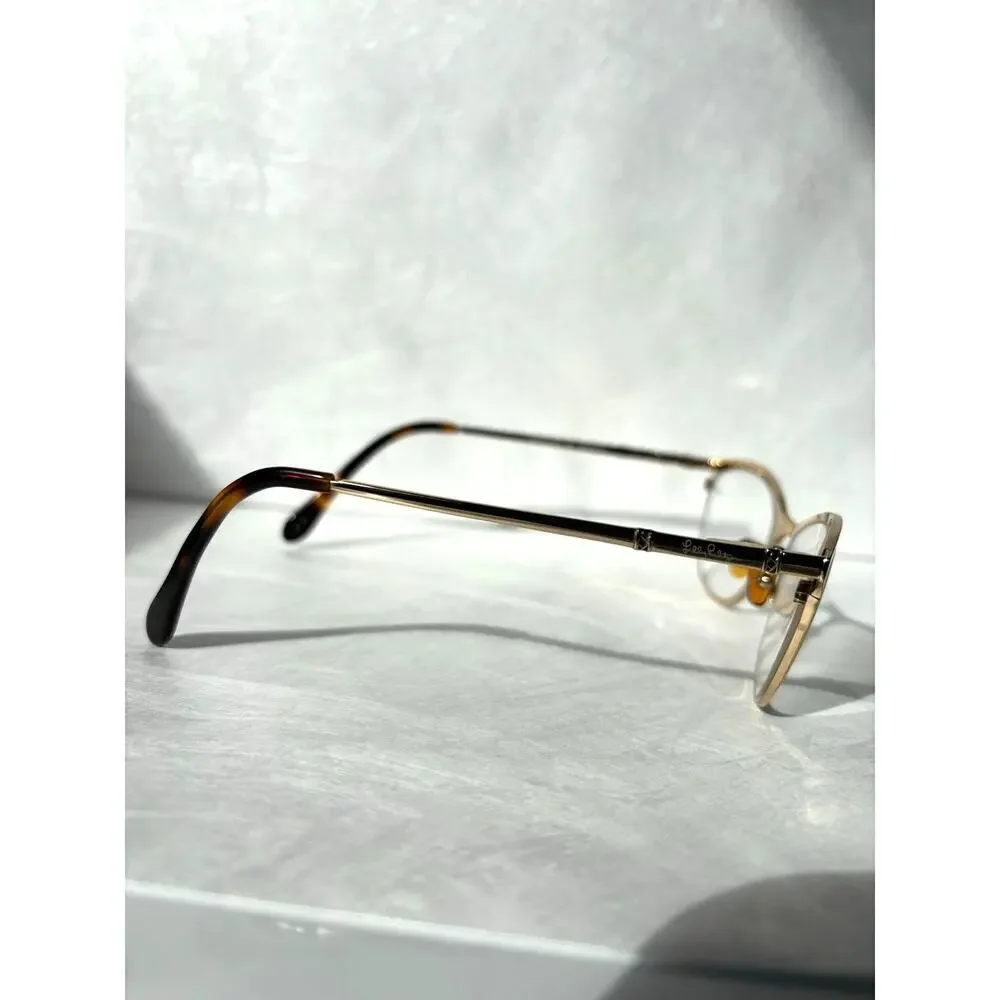 Lilly Pulitzer Women's Cat Eye Blue & Gold Reading Glasses - Chic Eyewear